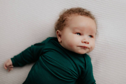 Three Little Tots - Forest Green Ribbed Knotted Newborn Baby Gown Sleepwear