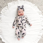 Gigi and Max - Vlad Gray Bats ZIP Bamboo Halloween One-Piece