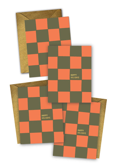 Holiday Checkerboard Christmas Greeting Cards Boxed Set