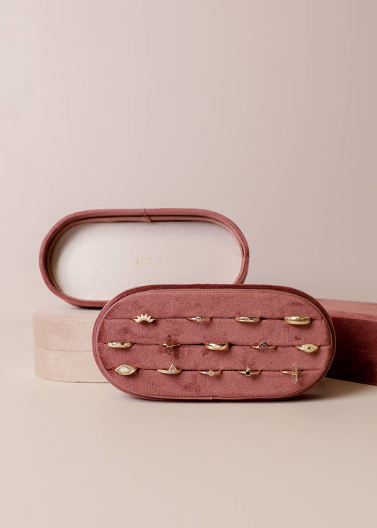 Velvet Jewelry Box - Large Oval - Dusty Rose