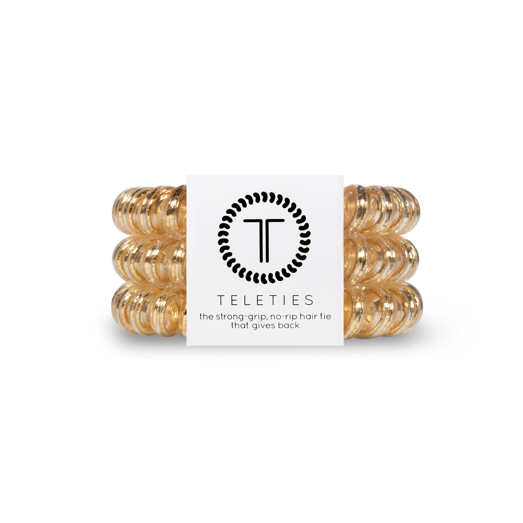 TELETIES - Good as Gold - Large Spiral Hair Coils, Hair Ties, 3-pack