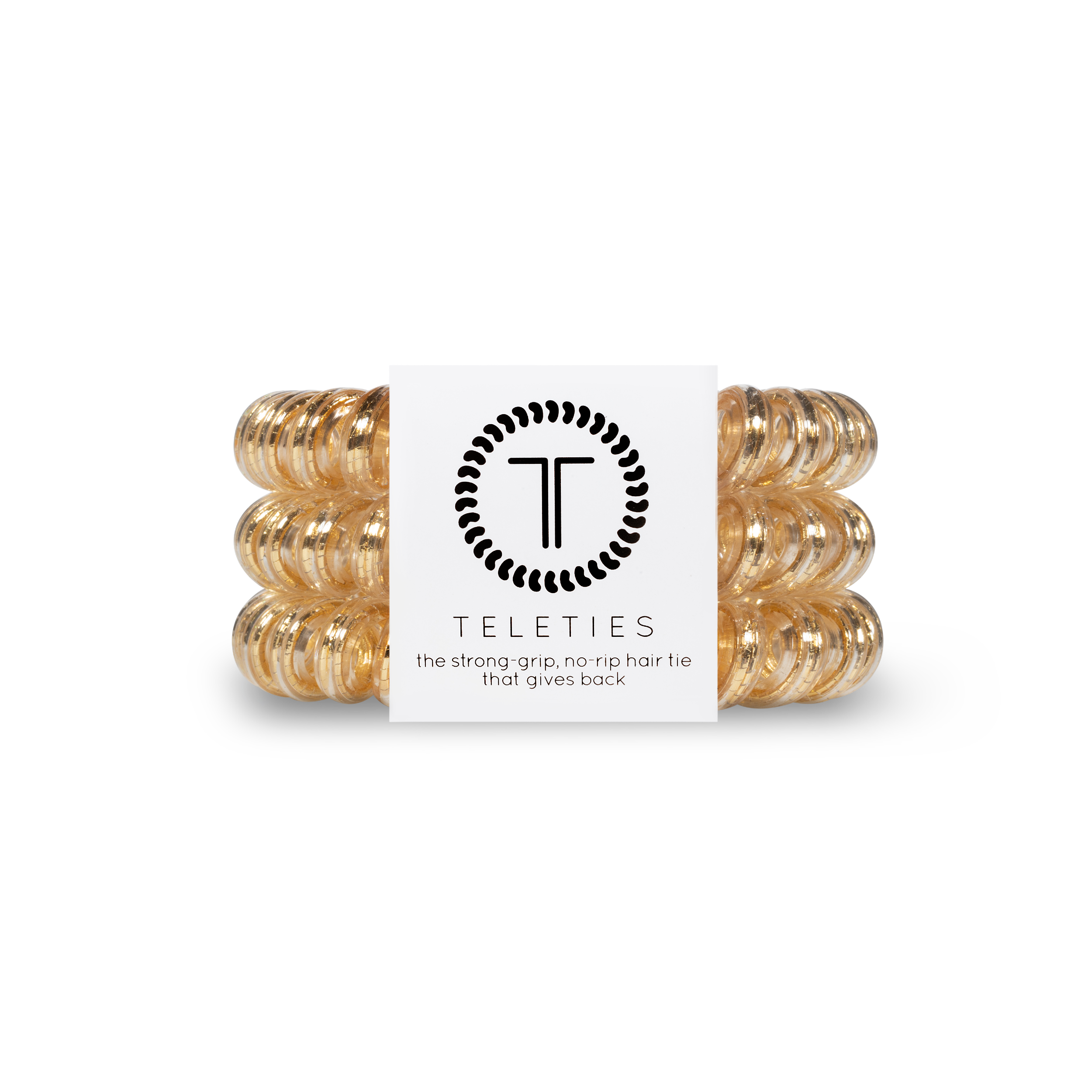 TELETIES - Good as Gold - Large Spiral Hair Coils, Hair Ties, 3-pack