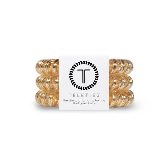 TELETIES - Good as Gold - Large Spiral Hair Coils, Hair Ties, 3-pack